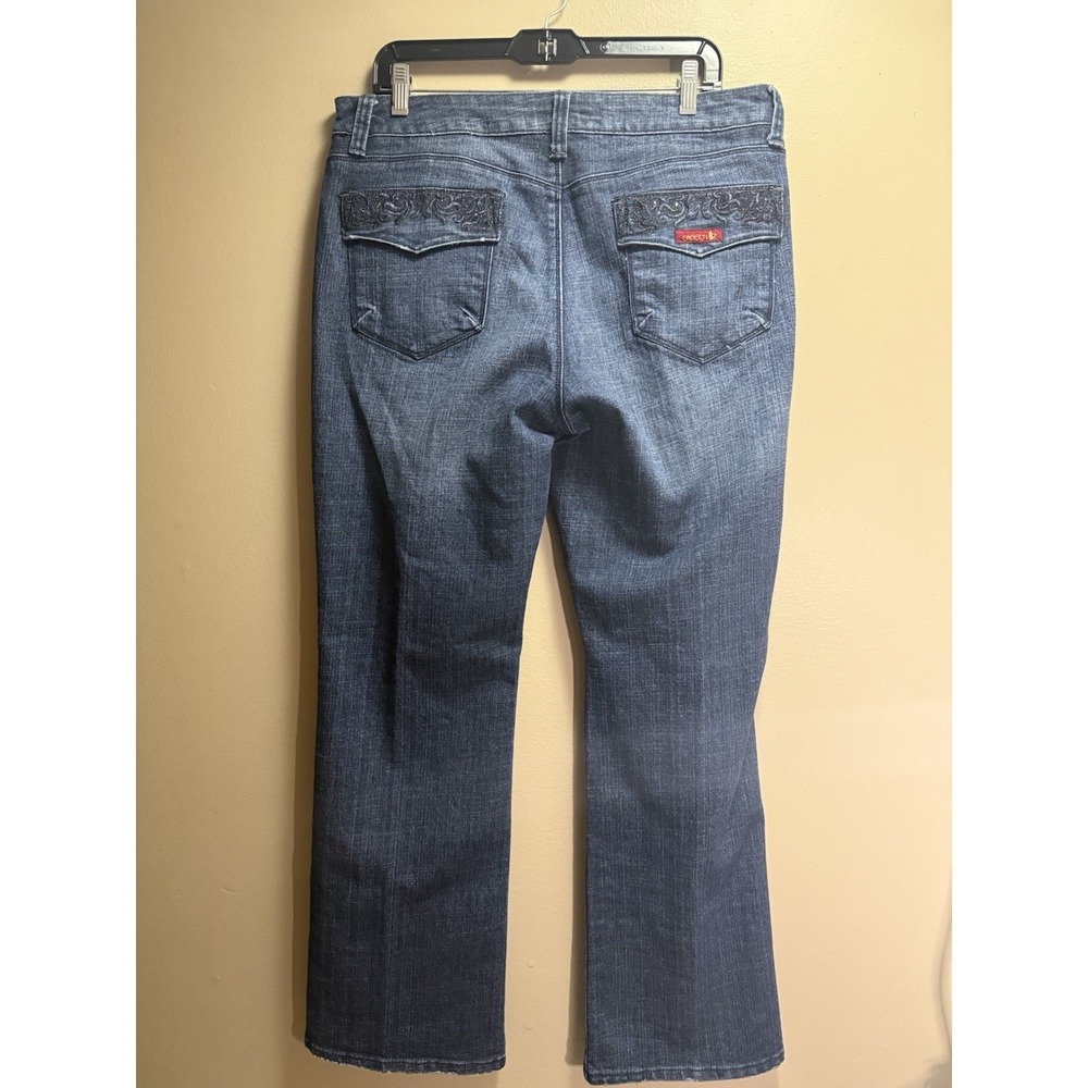 Ooh La La Bootcut Boogie Jeans Women's 14 Blue Bootcut Denim Embroidered 32L - Picture 2 of 11